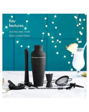 Kitchen-Drinkware-Black Stainless Steel Shaker Professional Bar