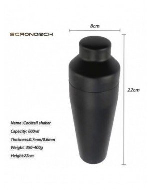Kitchen-Drinkware-Black Stainless Steel Shaker Professional Bar