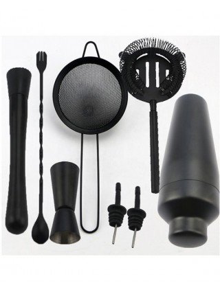 Kitchen-Drinkware-Black Stainless Steel Shaker Professional Bar