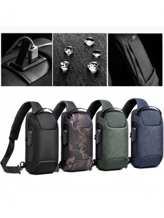Men's Luggage & Bags-Crossbody Bags-Men's Waterproof USB Oxford