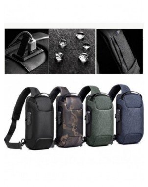 Men's Luggage & Bags-Crossbody Bags-Men's Waterproof USB Oxford