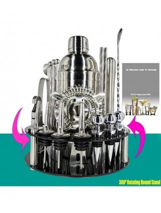 Kitchen-Drinkware-30 Piece Cocktail Shaker Set with Rotating