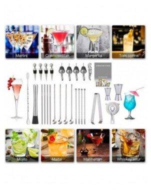 Kitchen-Drinkware-30 Piece Cocktail Shaker Set with Rotating