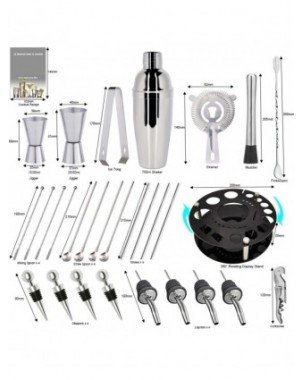 Kitchen-Drinkware-30 Piece Cocktail Shaker Set with Rotating