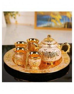 Kitchen-Drinkware-Creative delicate rose carving tea set set