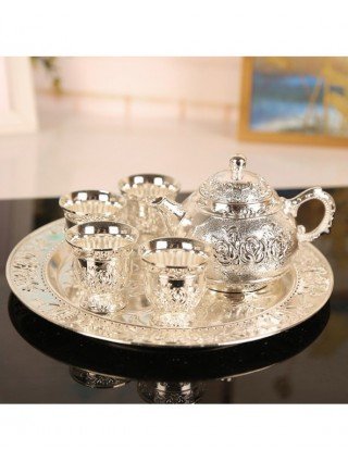 Kitchen-Drinkware-Creative delicate rose carving tea set set