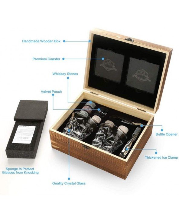 Kitchen-Drinkware-Whiskey Stones & Glasses Set, Granite Ice Kitchen-Drinkware-Whiskey Stones & Glasses Set, Granite Ice