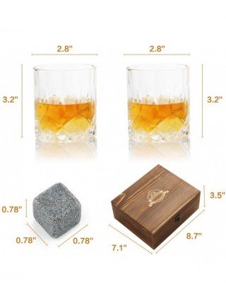 Kitchen-Drinkware-Whiskey Stones & Glasses Set, Granite Ice