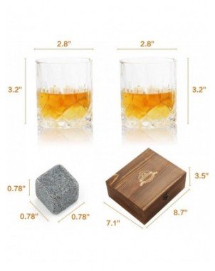 Kitchen-Drinkware-Whiskey Stones & Glasses Set, Granite Ice
