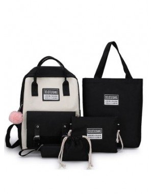 Women's Luggage & Bags-Clutches-5Pcs/Set Women Canvas Backpack