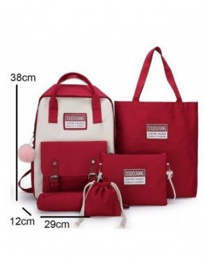 Women's Luggage & Bags-Clutches-5Pcs/Set Women Canvas Backpack