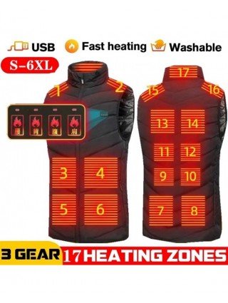 Outerwear & Jackets-Jackets-Men USB Infrared 17 Heating Areas