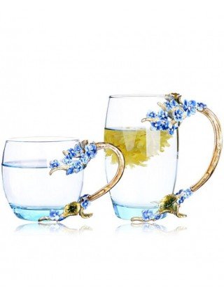 Virtuvė-Gėrimai-Emalio kavos gėlių arbatos puodelis Puodelis 3D Rose Butterfly stikliniai