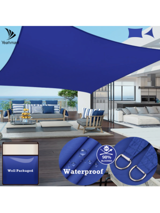 Baldai-Lauko baldai-Vandeniui atspari mėlyna saulės pastogė, 98% UV blokas, lauko apsauga nuo