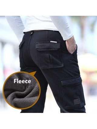 Bottoms-Casual Pants-Fleece Warm Cargo Pants Men Clothing 6