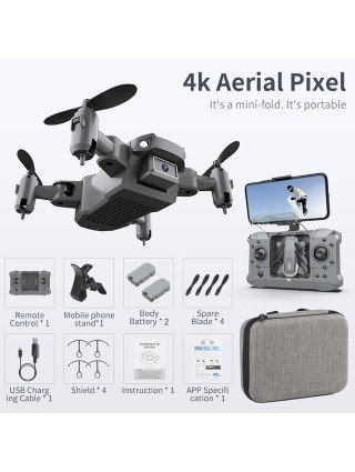 Nuotolinio valdymo žaislai-RC kvadrokopteris-Nauja „Mini Drone 4K“ kamera HD sulankstomas