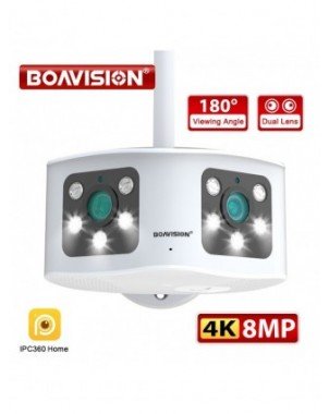 Saugumas ir apsauga-Saugos įranga-BOAVISION HD 4K 8MP WIFI dvigubo objektyvo panoraminė