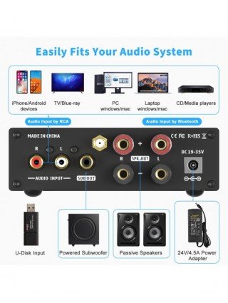 Namų garso ir vaizdo įrašai-Garso stiprintuvai-"Fosi Audio" 160W BL20C "Bluetooth" antenos