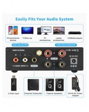 Namų garso ir vaizdo įrašai-Garso stiprintuvai-"Fosi Audio" 160W BL20C "Bluetooth" antenos