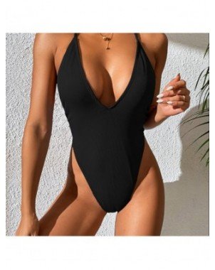 Seksuali apranga-Maudymosi kostiumėliai-Deep V-neck High Waist