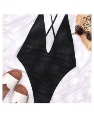 Seksuali apranga-Maudymosi kostiumėliai-Deep V-neck High Waist