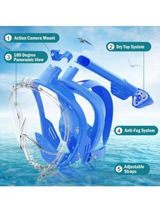 Swimming-Swimming-Full Face Snorkel Mask with Detachable Camera