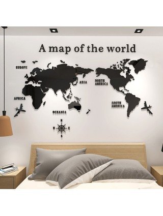 Furniture-Office Furniture-Large Acrylic Wall Sticker World Map