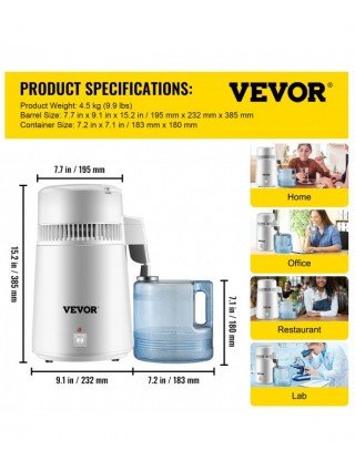 Kitchen-Drinkware-4L Water Distiller Purifier Filter Dispenser