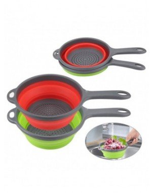 Kitchen-Bakeware-Foldable Silicone Colander Fruit Vegetable