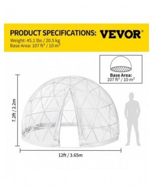 Sodo reikmenys-Kiti daiktai-"Igloo" kupolo burbulinė palapinė12 pėdų šiltnamis PVC geodezinis