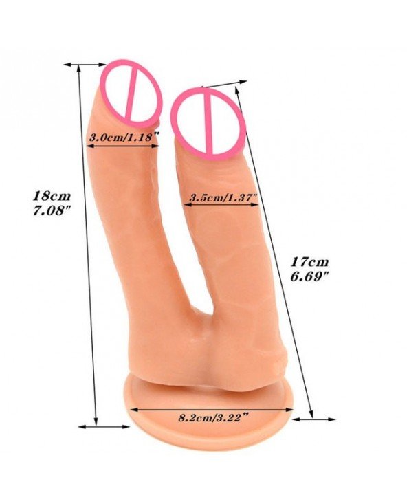 Vibratoriai, Dildo-Dvigubi – klitoriniai-FREDORCH Standartinis silikoninis dvigubas dildo