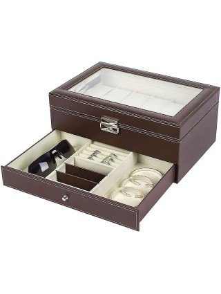 Home Storage-Makeup Organizers-2-Tier 12 Slots Watch Box