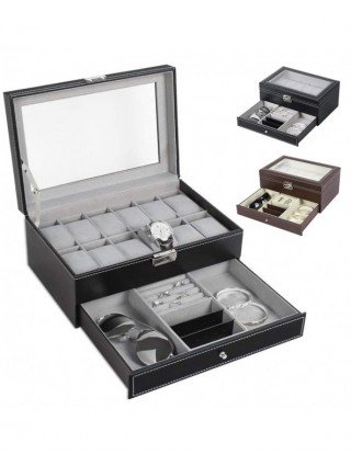 Home Storage-Makeup Organizers-2-Tier 12 Slots Watch Box