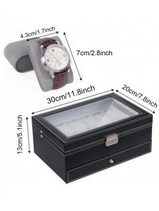 Home Storage-Makeup Organizers-2-Tier 12 Slots Watch Box