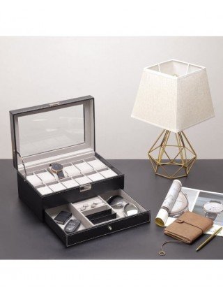 Home Storage-Makeup Organizers-2-Tier 12 Slots Watch Box