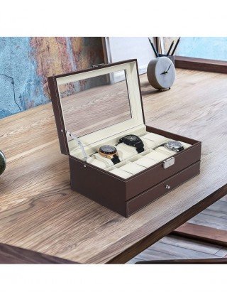 Home Storage-Makeup Organizers-2-Tier 12 Slots Watch Box