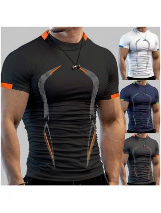 Outerwear & Jackets-Shirts-Summer Gym Shirt Sport T Shirt Men