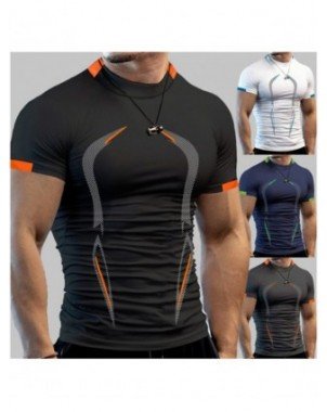 Outerwear & Jackets-Shirts-Summer Gym Shirt Sport T Shirt Men