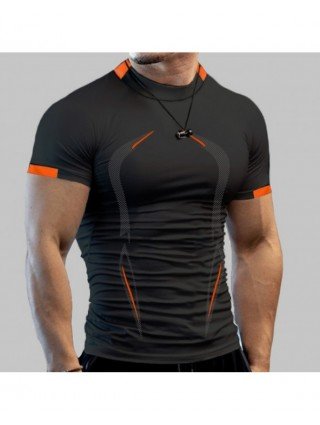 Outerwear & Jackets-Shirts-Summer Gym Shirt Sport T Shirt Men