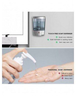 Namų apyvokos daiktai-Vonios ir WC reikmenys-800ML sieninis rankų sterilizatorius "Touchless"