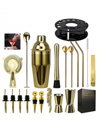 Kitchen-Drinkware-20pcs Cocktail Shaker Set Bartender Kit