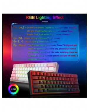 Komponentai ir išoriniai įrenginiai-Klaviatūros-REDRAGON Fizz K617 RGB USB mini mechaninė