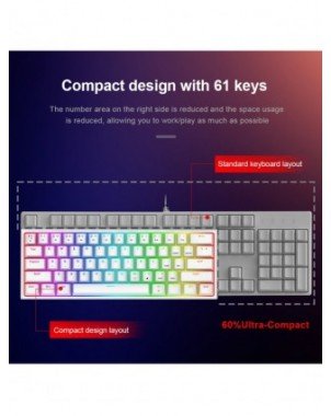 Komponentai ir išoriniai įrenginiai-Klaviatūros-REDRAGON Fizz K617 RGB USB mini mechaninė