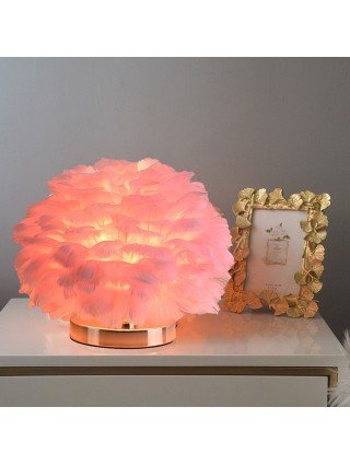 Indoor Lighting-Night Lights-Modern Feather Table Lamp Bedroom