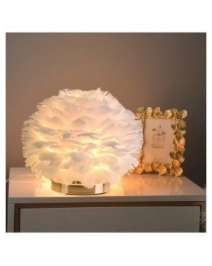 Indoor Lighting-Night Lights-Modern Feather Table Lamp Bedroom