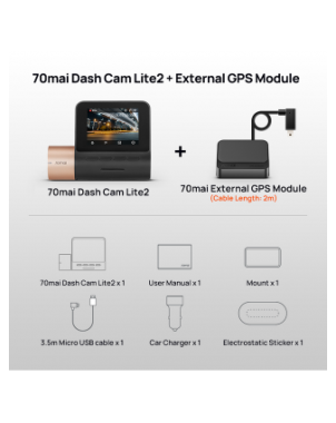 Automobilių elektronika-DVR/Dash kameros-2022 70mai Dash Cam Lite2 2'' LCD ekranas 70mai D10