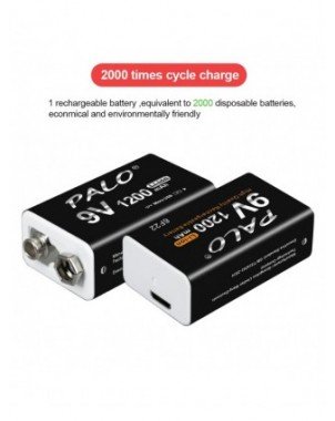 Priedai ir dalys-Baterijos-PALO 9V įkraunama baterija 1200mAh 6F22 Micro USB 9v ličio jonų