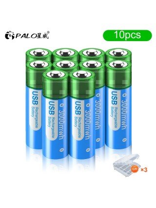 PALO 100% Capacity AA Rechargeable Lithium battery 1.5V USB Charging AA  Li-ion Battery