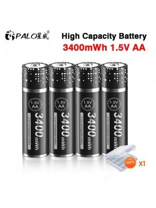 PALO 100% Capacity AA Rechargeable Lithium battery 1.5V USB Charging AA  Li-ion Battery