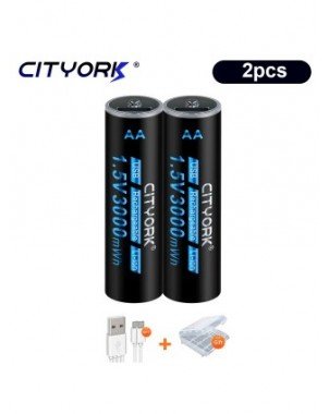 Priedai ir dalys-Baterijos-100% talpos 1,5 V AA ličio jonų baterija 3000 mWh USB AA įkraunama